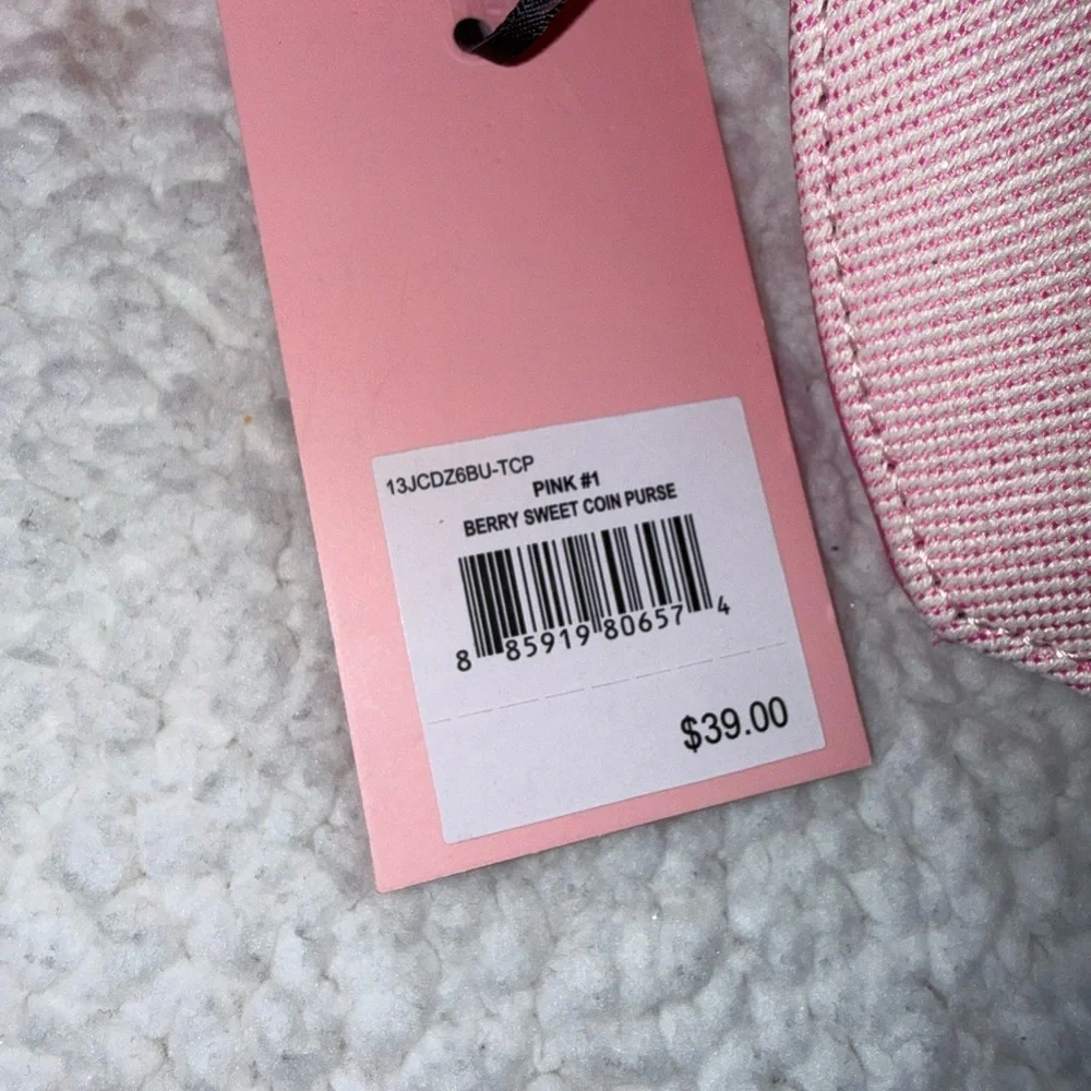 NWT Juicy Couture Berry Sweet Pink Heart Coin Pouch with Strawberry Charms